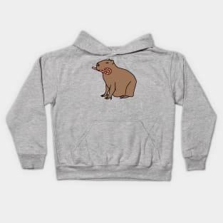 Cute Christmas Capybara with Candy Cane Kids Hoodie